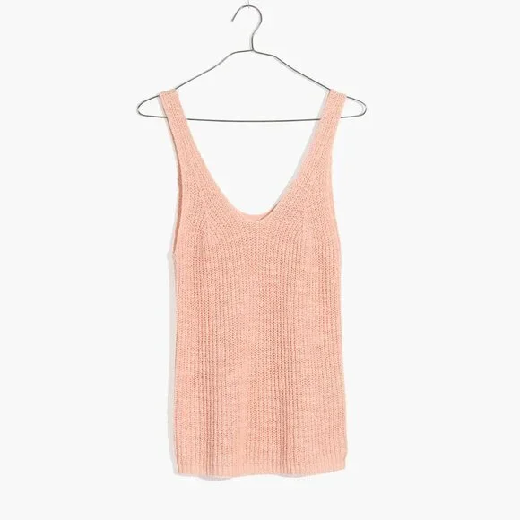 Madewell Women's XS Soft Pink Monterey Sweater V-Neck Tank Top Cotton Blend - Picture 1 of 11